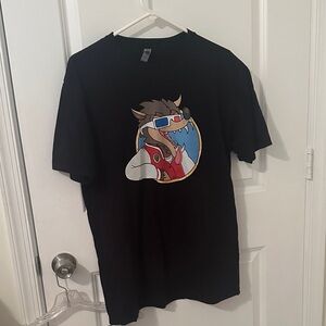 Next Level Apparel Black Tee with Cartoon Graphic